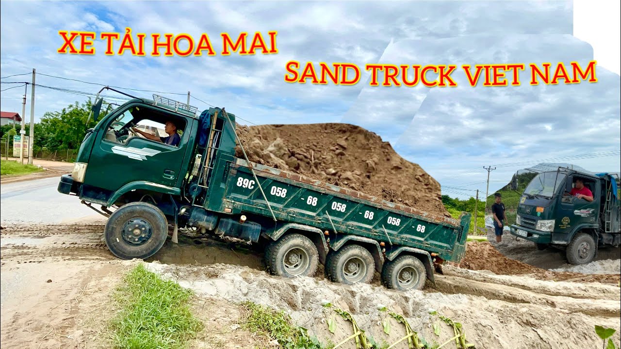 Xe tải Hoa Mai chở đất lao dốc cực căng | máy xúc Dosan dx55w đào đất | Land truck plunges downhill