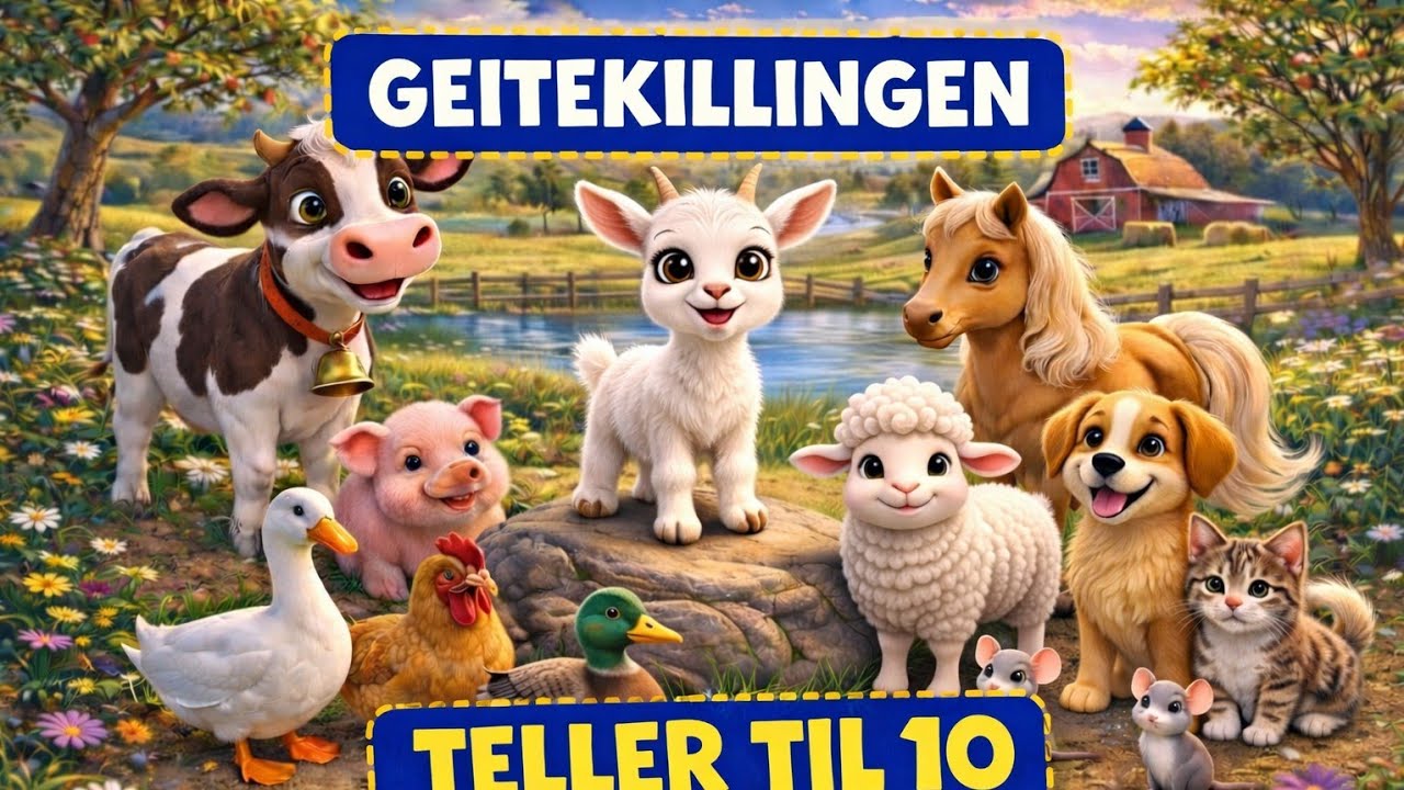 Geitekillingen lærer å telle til 10. Lær tall med dyr | Norsk barnesang