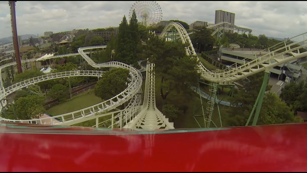 Red Falcon Roller Coaster POV Hirakata Park Japan Jet Coaster