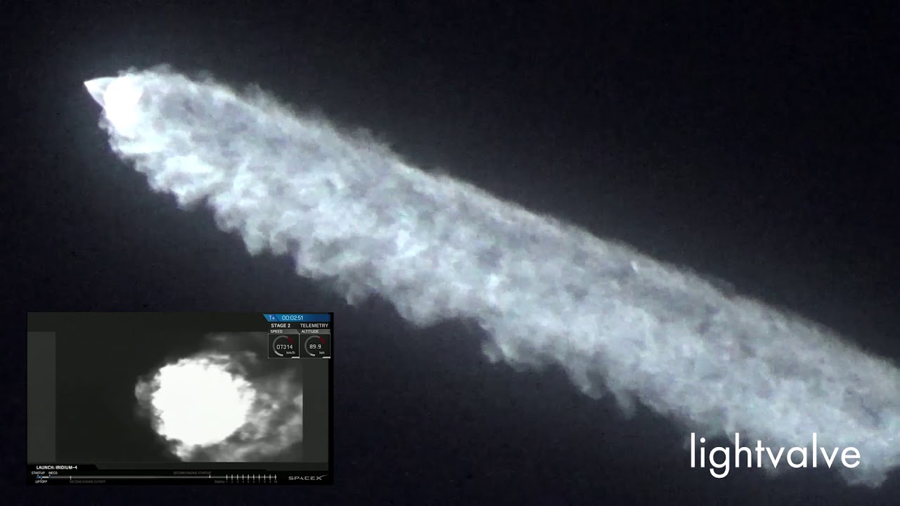 Эффектный запуск спутника SpaceX Iridium 22 декабря 2017 г.