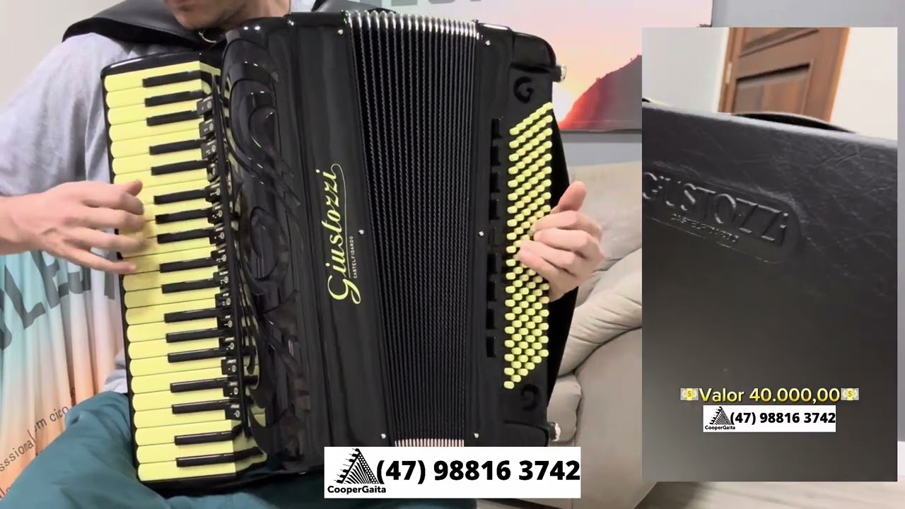 ((VENDIDA)) Acordeon Giustozzi 120 baixos 4/5 de voz oitavada | Cassoto Duplo | Valor 40.000,00