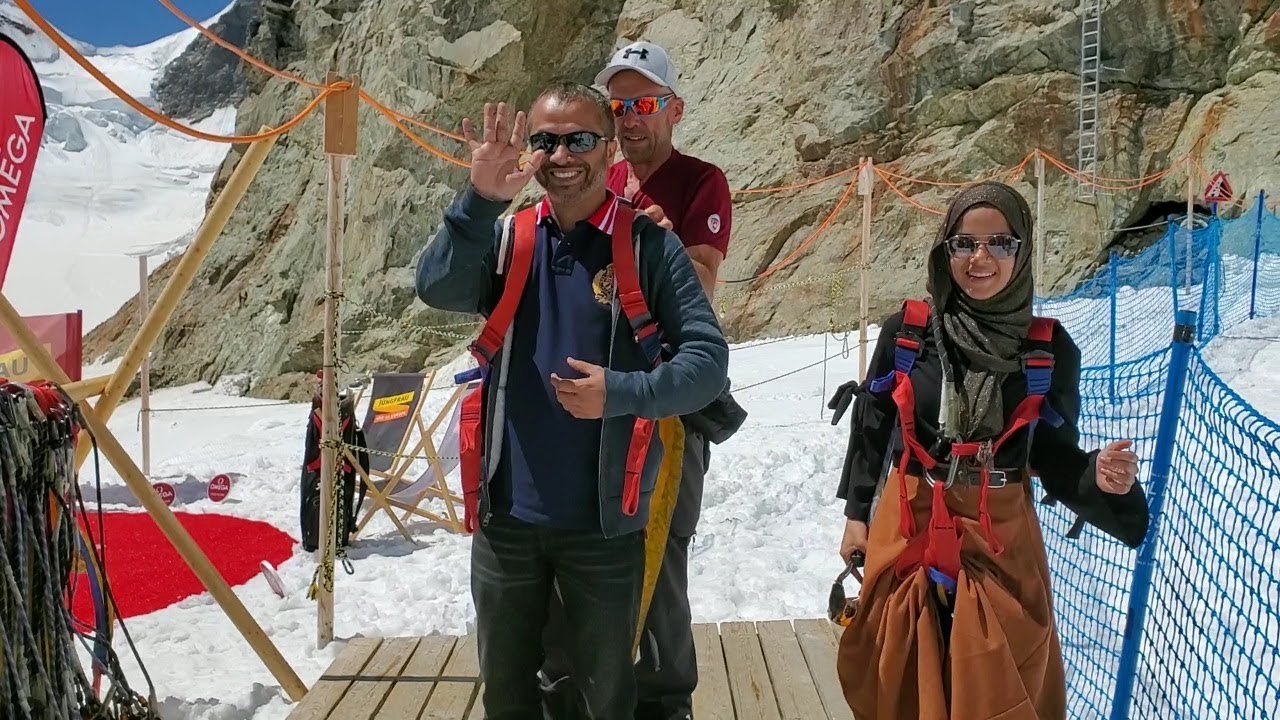 Jungfrau, Switzerland: Maryam jumped from the top of Europe (Zip Line)