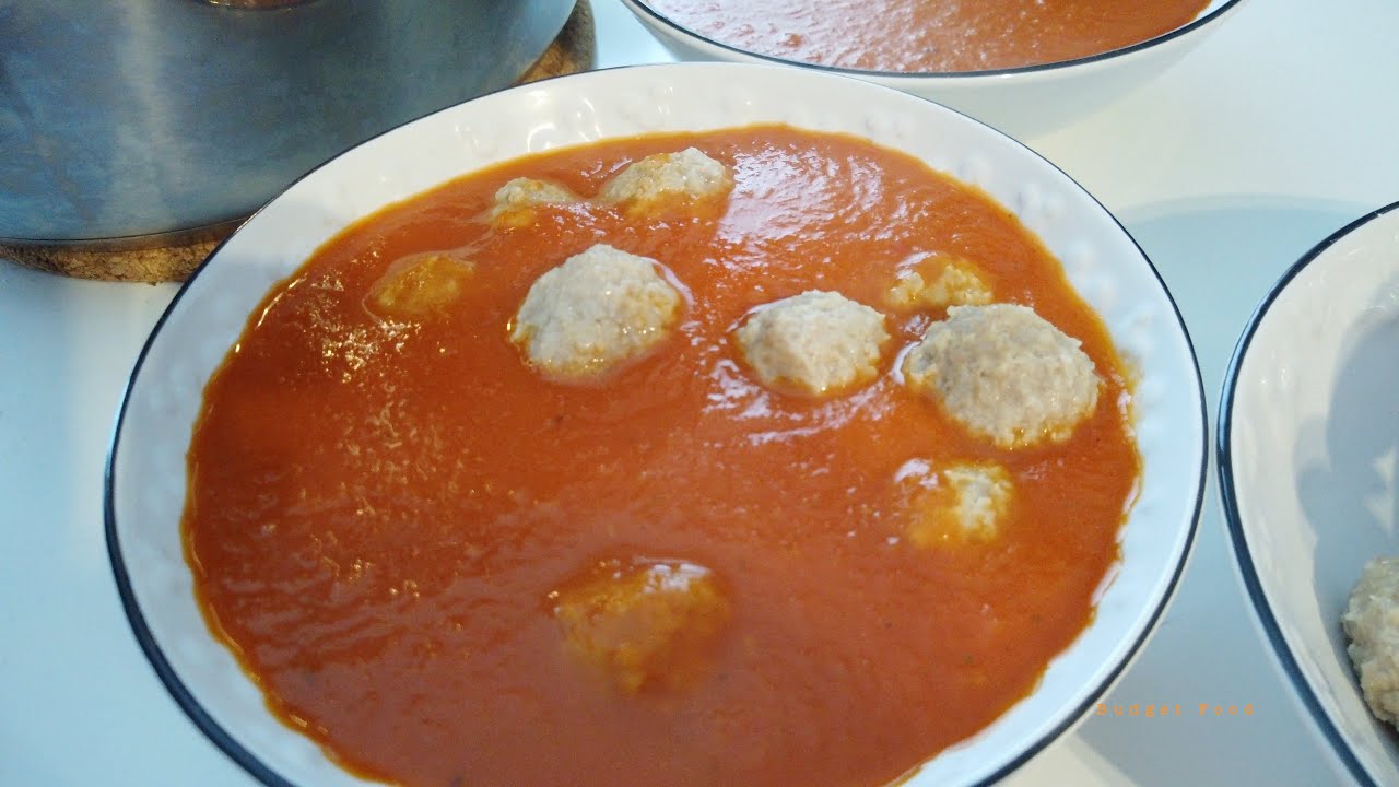 Tomatensoep met balletjes Budget Food 2020 :)