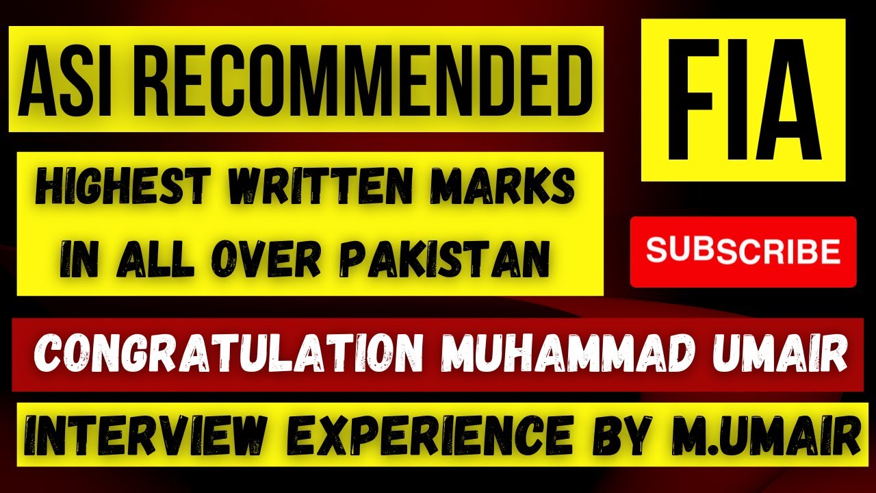 Muhammad Umair Assistant Sub Inspector FIA | FIA Interviews | Recommended as ASI FIA