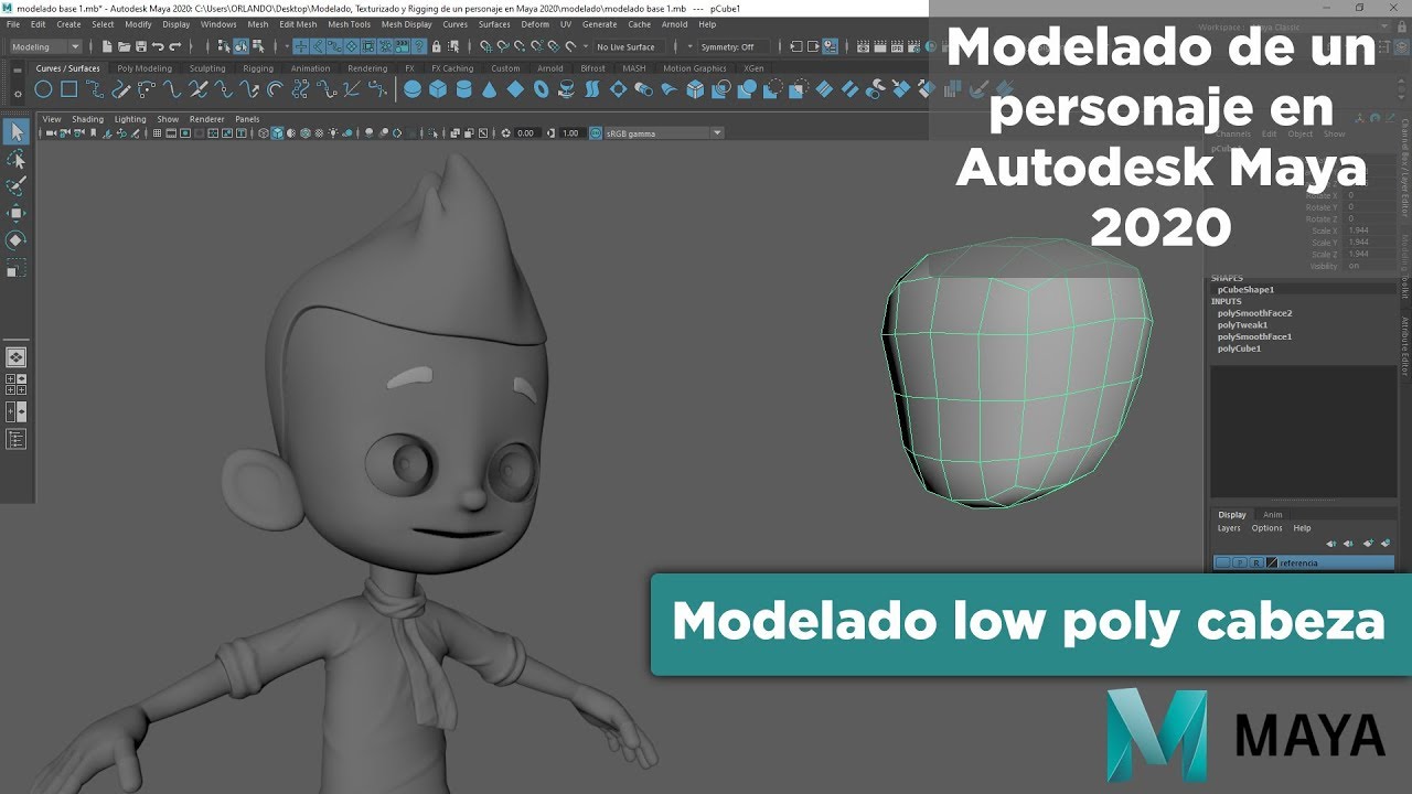2- Modelado de un personaje en MAYA 2020 / modelado low poly cabeza