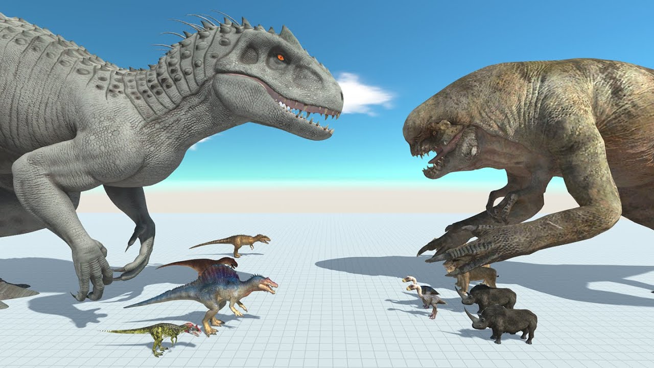 Dinosaur Battle Indominus Rex VS Distortus Rex in Animal Revolt Battle Simulator ARBS