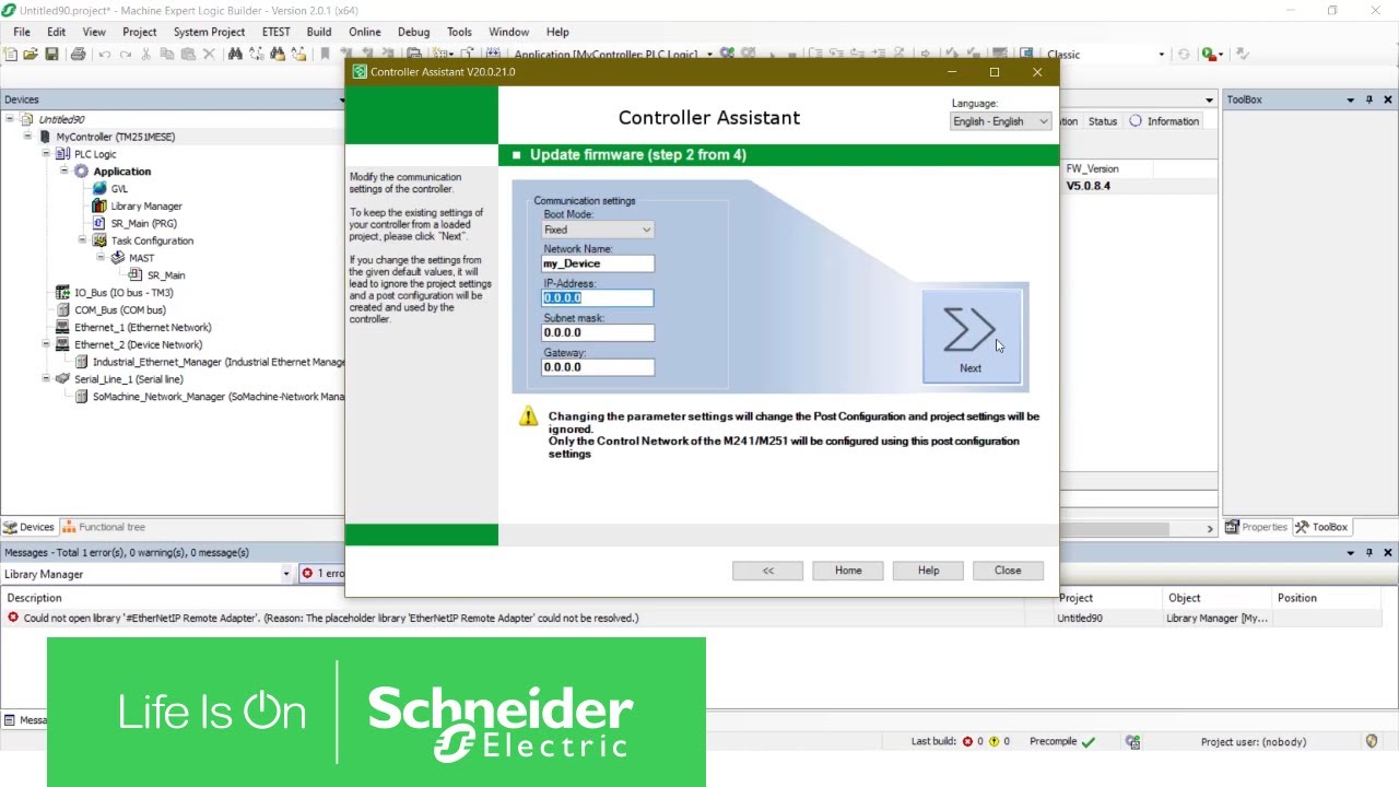 Обновление прошивки TM251 с помощью Controller Assistant | Schneider Electric