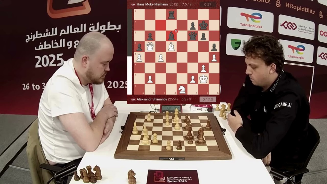 HANS TAKES THE LEAD! 👑 | Hans Niemann vs Aleksandr Shimanov | World Rapid 2025 Round 9 Highlights