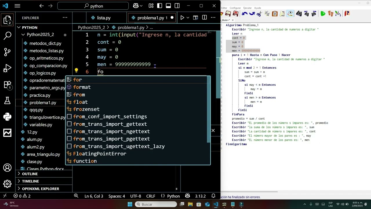 Algoritmo  Python, números impares y el promedio