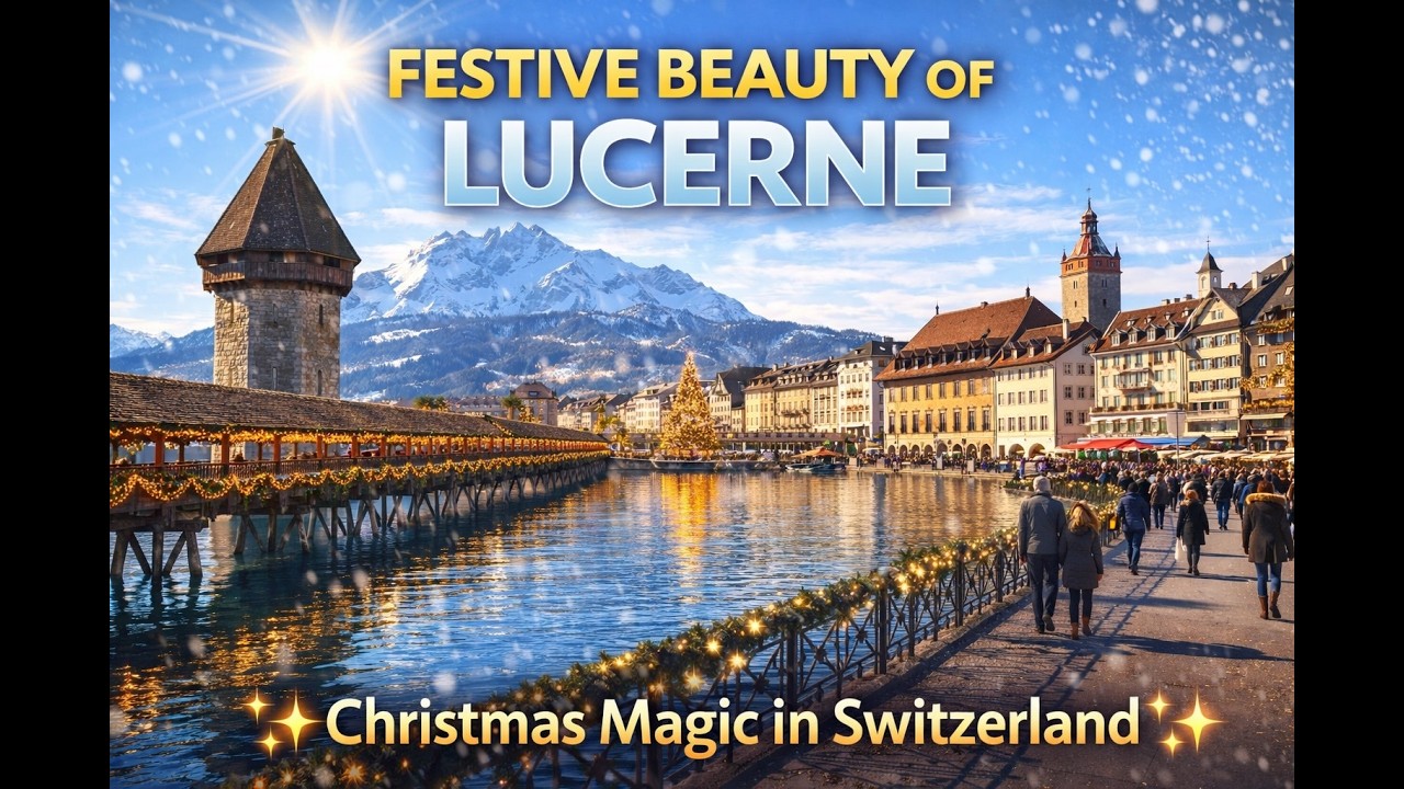 🇨🇭🎄Christmas Walk🎄Sunny Day in Lucerne’s Chapel Bridge & Old Town ☀️❄️ Charm by the Lake
