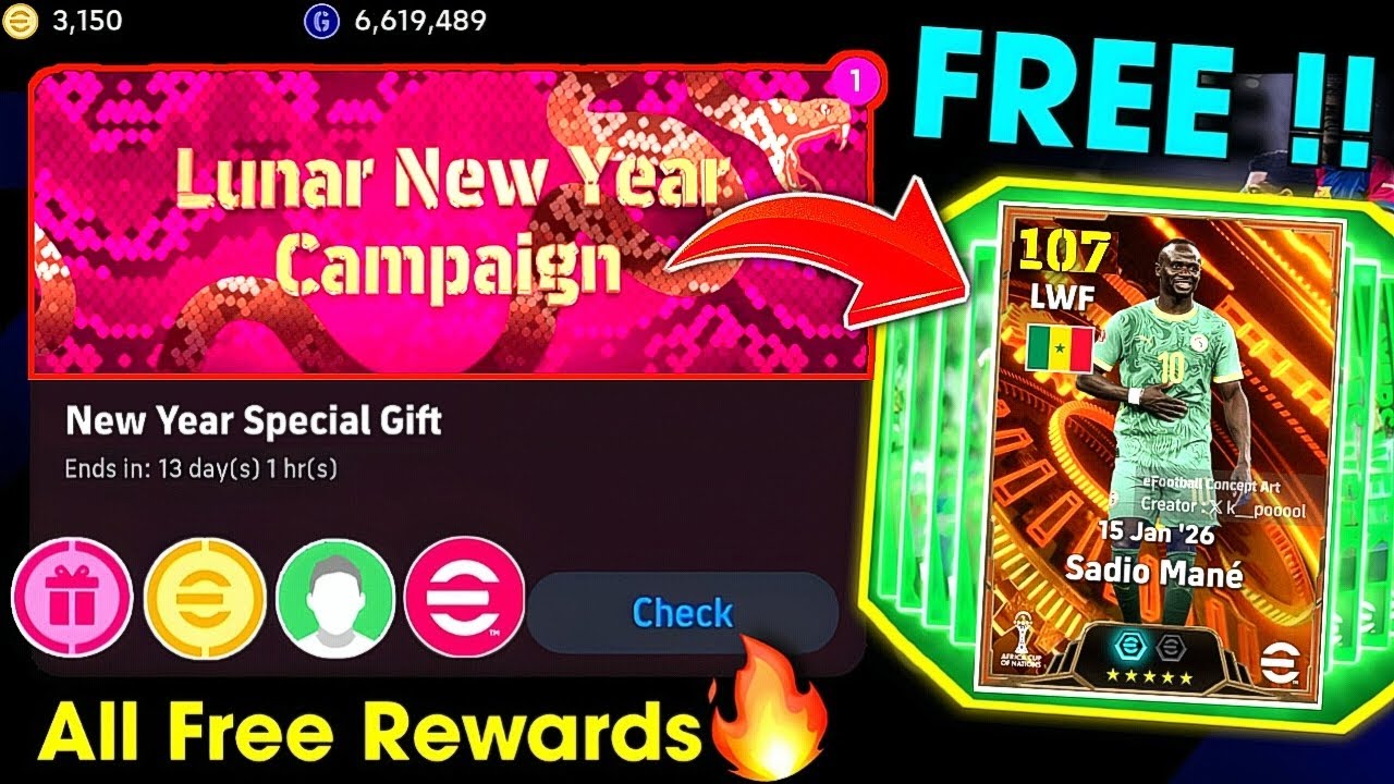 OMG! FREE Big Time Mané CONFIRMED This Thursday 😱 Free Coin × Lunar New Year Campaign | eFootball 26