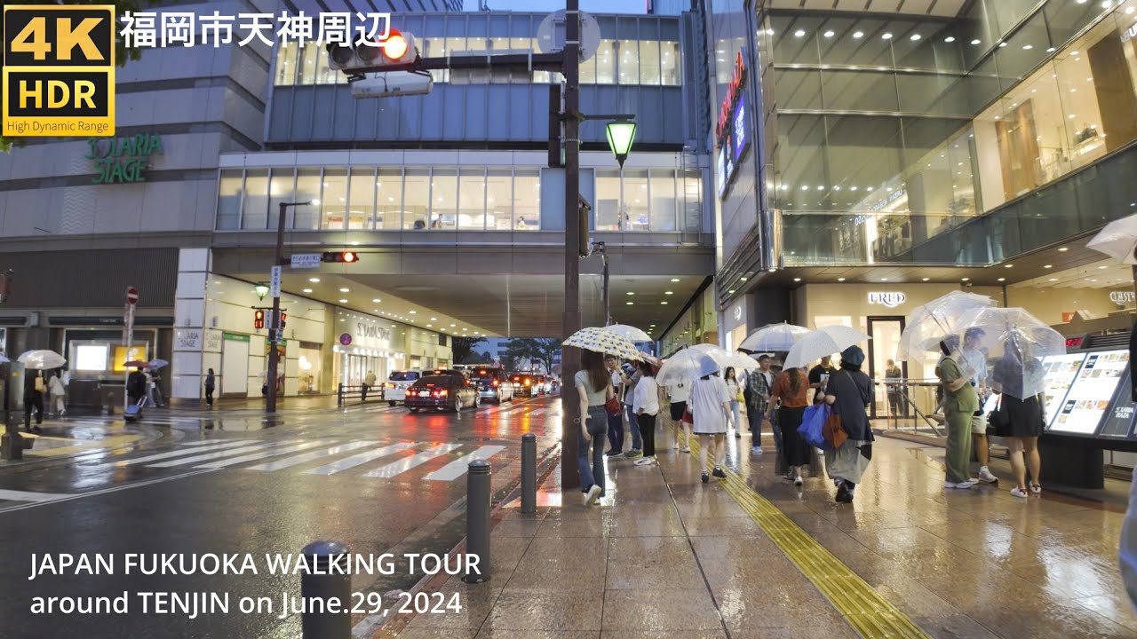 福岡市天神周辺(6/29)を歩く4k60fps japan walking tour around Tenjin area in Fukuoka city