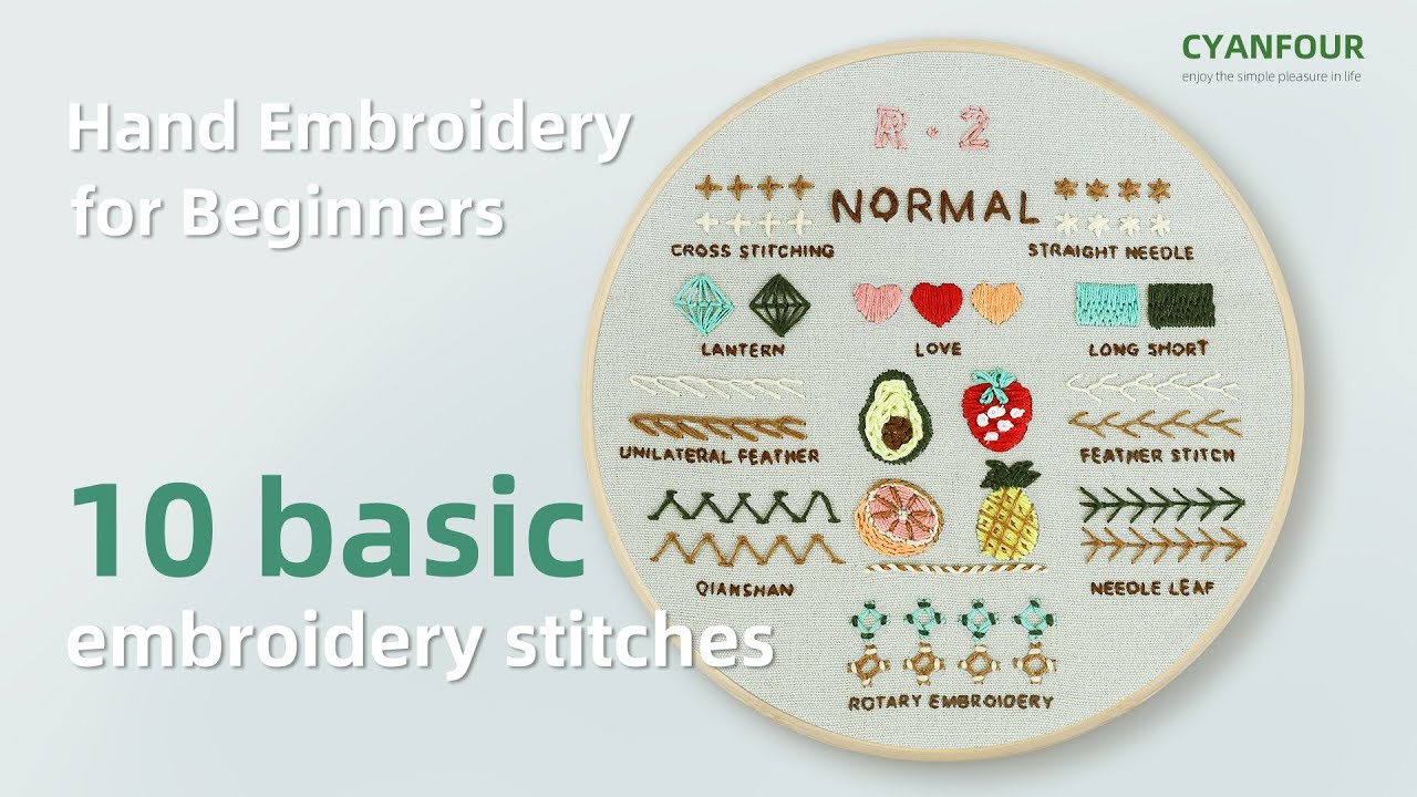[ Difficulty2 -Normal ]10 Basic embroidery stitches, Cyanfour 4 Stage Embroidery kit for Beginners