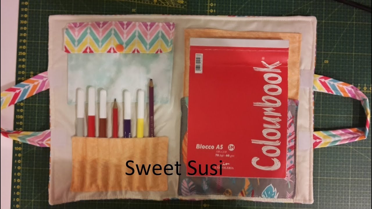 🎡✂️📚 Astuccio - Borsa   porta colori  per bambini TUTORIAL cucito creativo passo passo