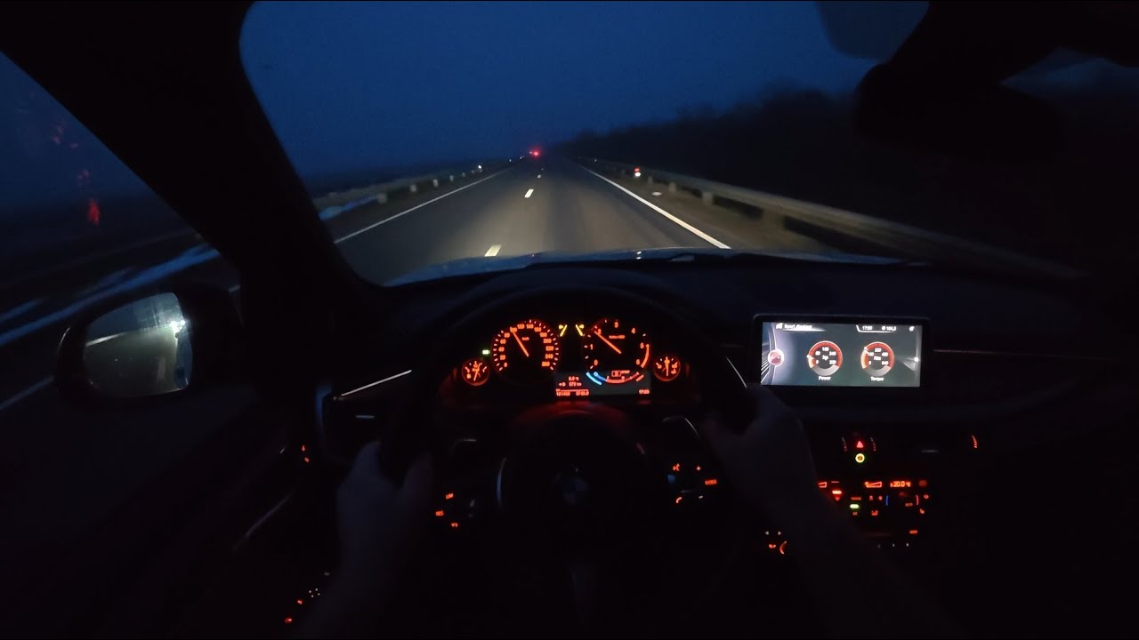 Driving BMW X5 40D in Winter: POV Drive Daylight to Dark Night