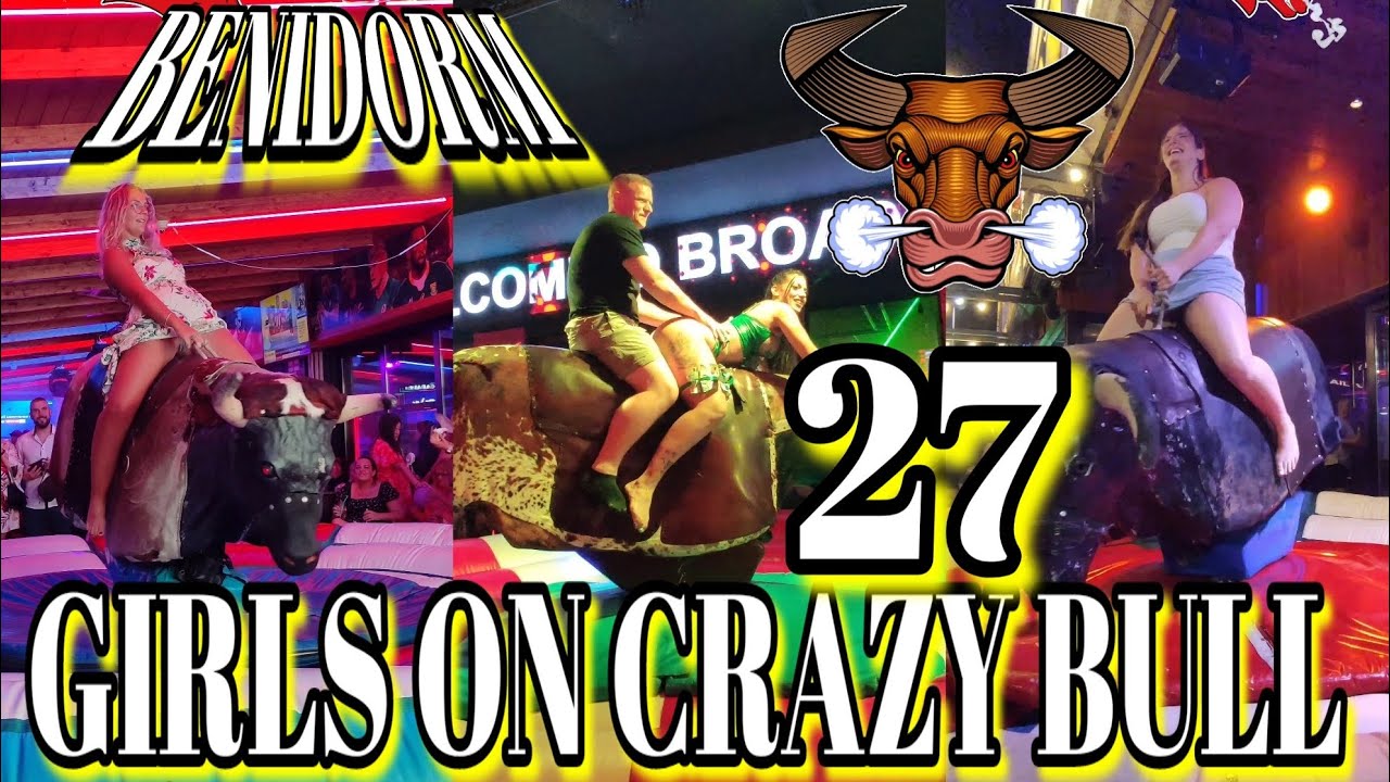 4K GIRLS ON CRAZY BULL 27#benidorm #bullriding #mechanicalbullriding #mechanicalbull #cowgirl #bull