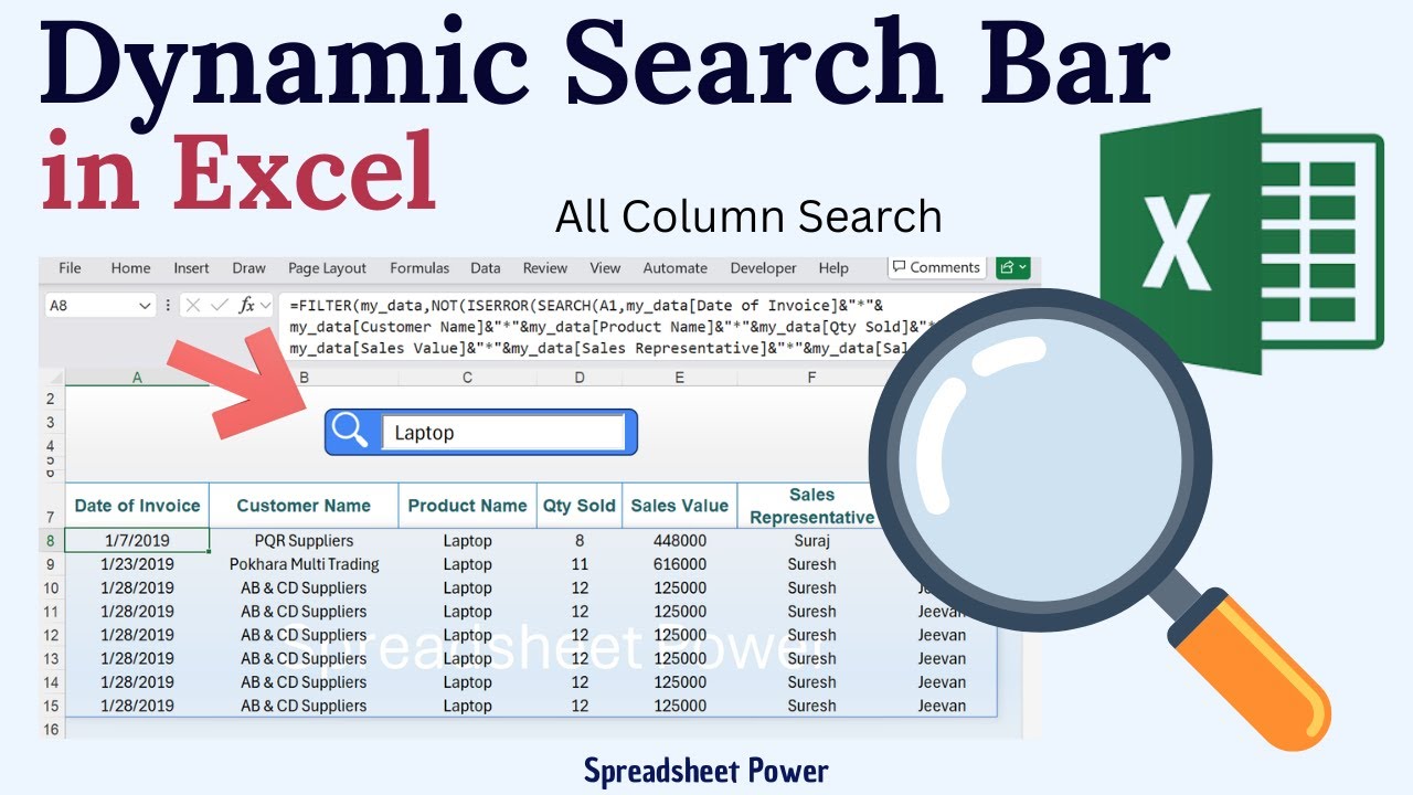 How to Make Search Bar in Excel (All Column Search)