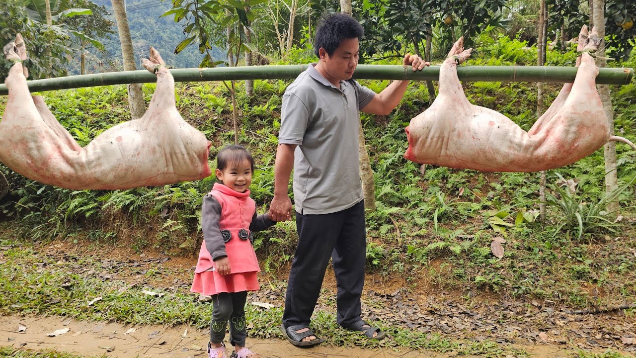 90 Days:Traditional black pork preservation-Harvest-Market-Garden-Cooking