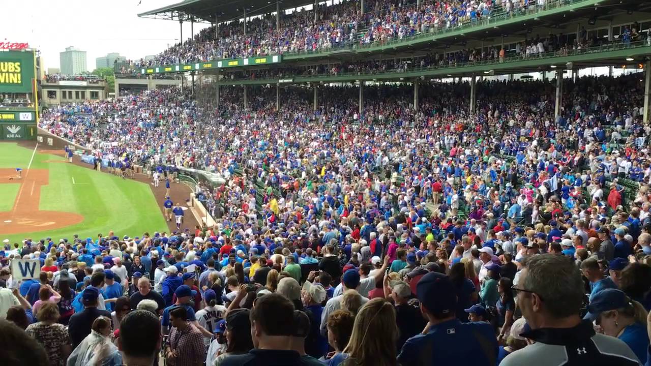 Fans sing 'Go Cubs Go' after win in Wrigley