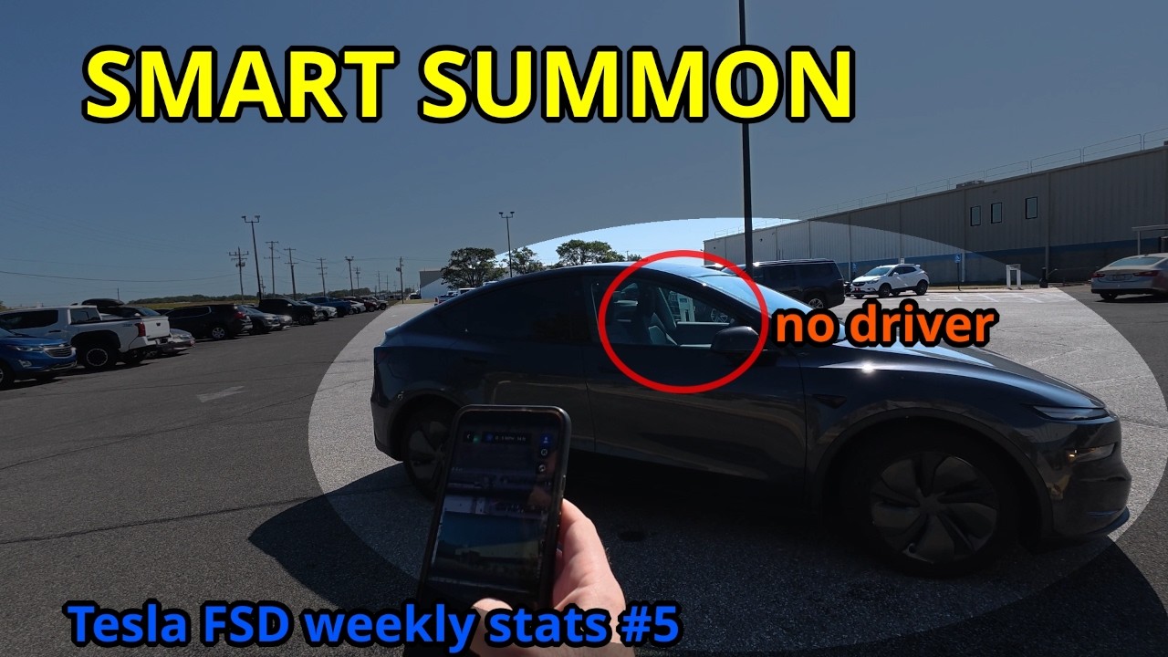 Tesla FSD Smart Summon Demo driverless | FSD Weekly Stats Report #5 - Model Y Juniper