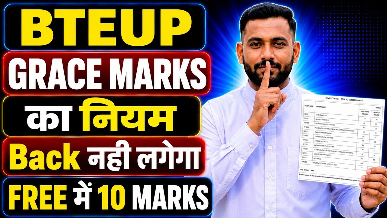 BTEUP GRACE MARKS RULES || 🔴 बोर्ड देगा फ्री 10 नम्बर || Grace के लिए Apply कैसे करें ?