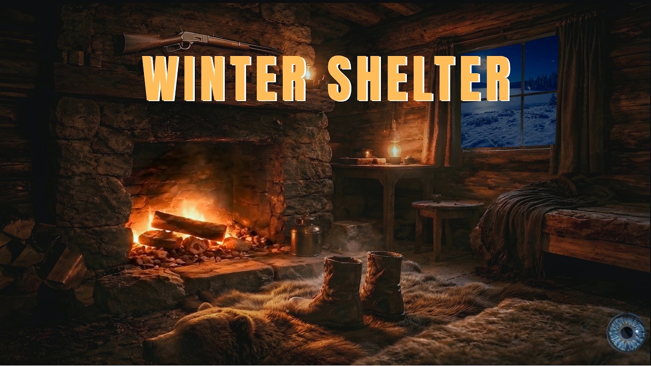 Rustic Log Cabin Night: Deep Woods Snowfall & Fireplace - The Silent Eye (4K)