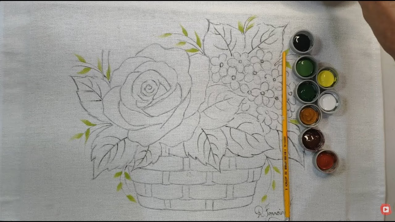 Roberto Ferreira - Vamos Pintar Cesta com Rosas  em Tecido - Parte 1