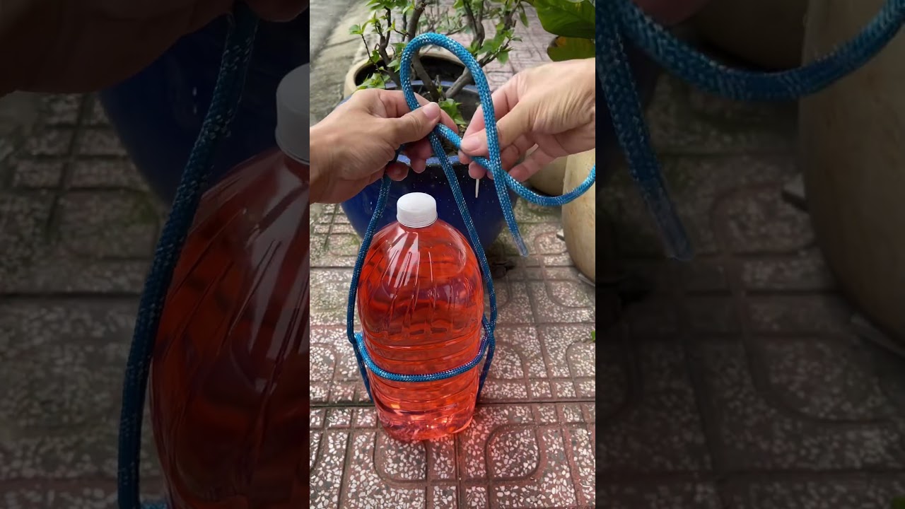 Remember this easy knot to carry the bottle. #short