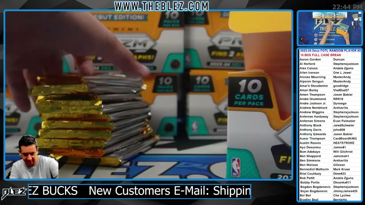 2023-24 Panini Prizm Deca FOTL 10 Box Case Break #3 Random Player