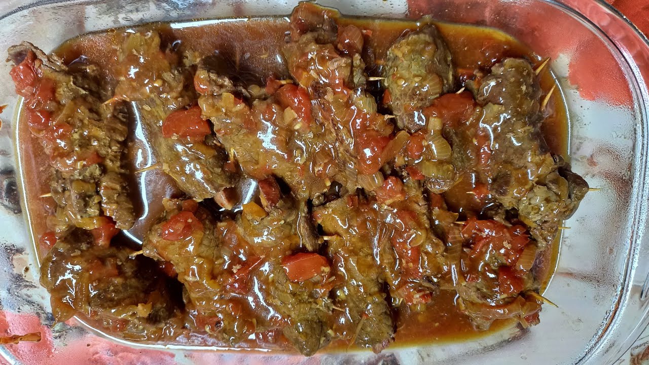 Receita de hoje  bife à role. 