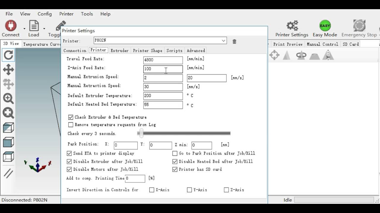 How to Set printer in the Repetier HostP802