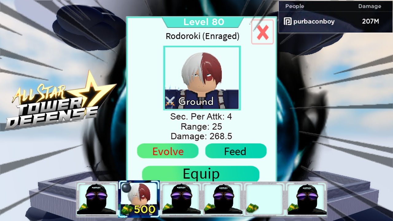 Level 80 Rodoroki (Shoto Todoroki) in Challenge 3 | Solo Gameplay | Roblox All Star Tower Defense