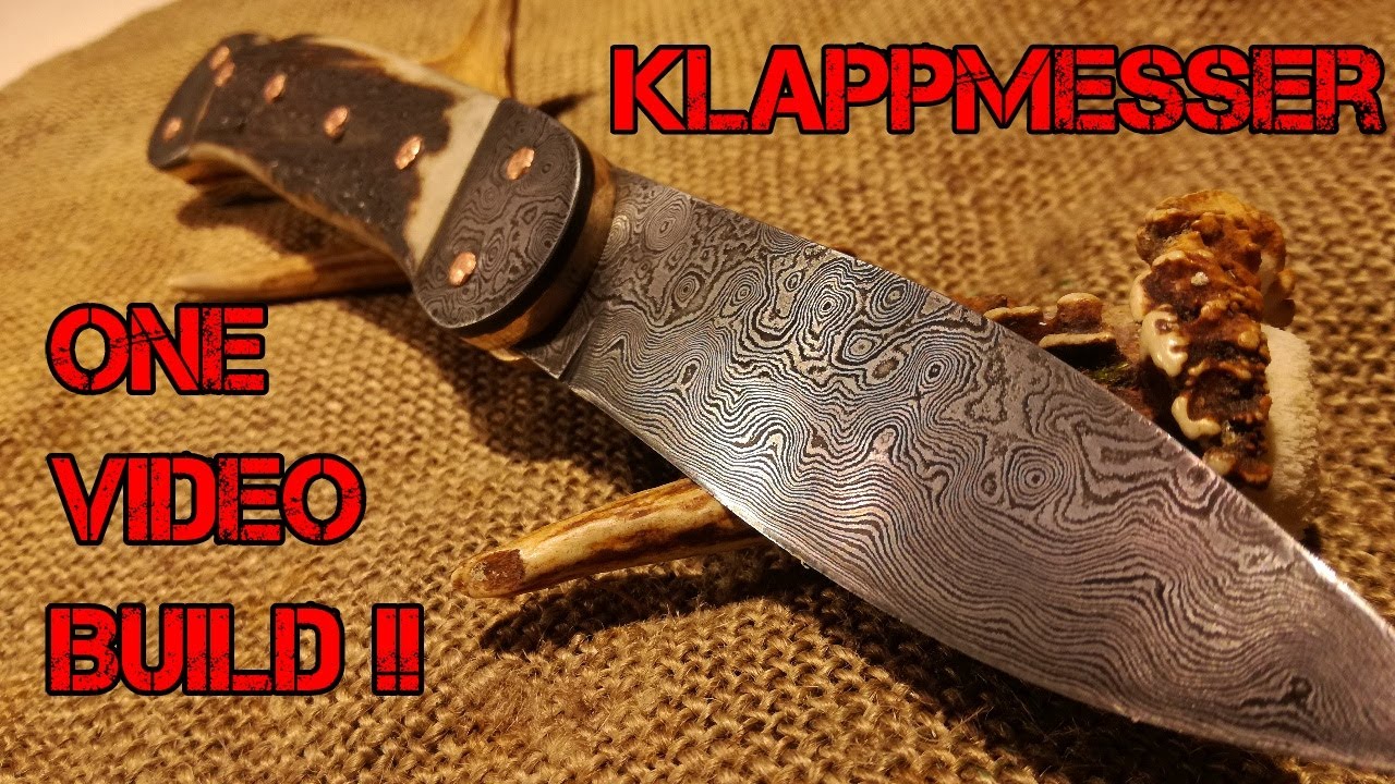 Damast Klappmesser selber schmieden und bauen 100% selfmade | Subtitled