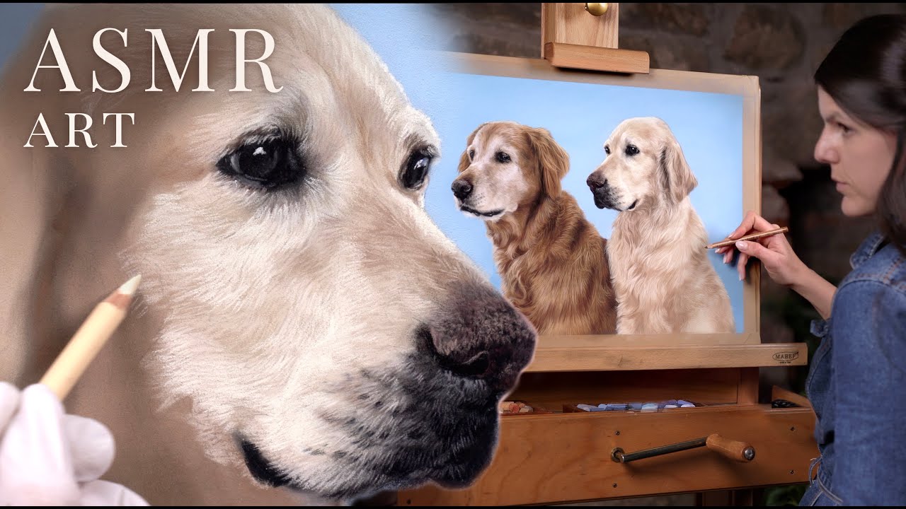 Painting realism ASMR 🐾 - (no music) - drawing, pencil sounds, soft pastels, gloves, clothing