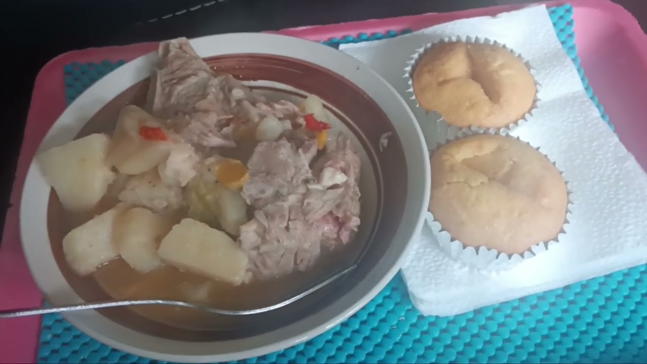 SHESHE'S KITCHEN: Pork neckbones with potatoes and buttered corn muffins.
