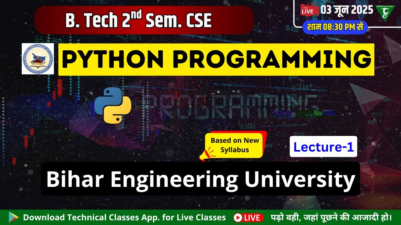 Python Programming (Basics of Python)L-1 || 2nd Semester CSE & Specialization || BEU Patna
