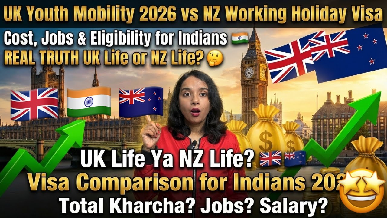 UK Youth Mobility 2026 vs NZ Working Holiday Visa | Cost, Jobs & Eligibility for Indians 🇮🇳