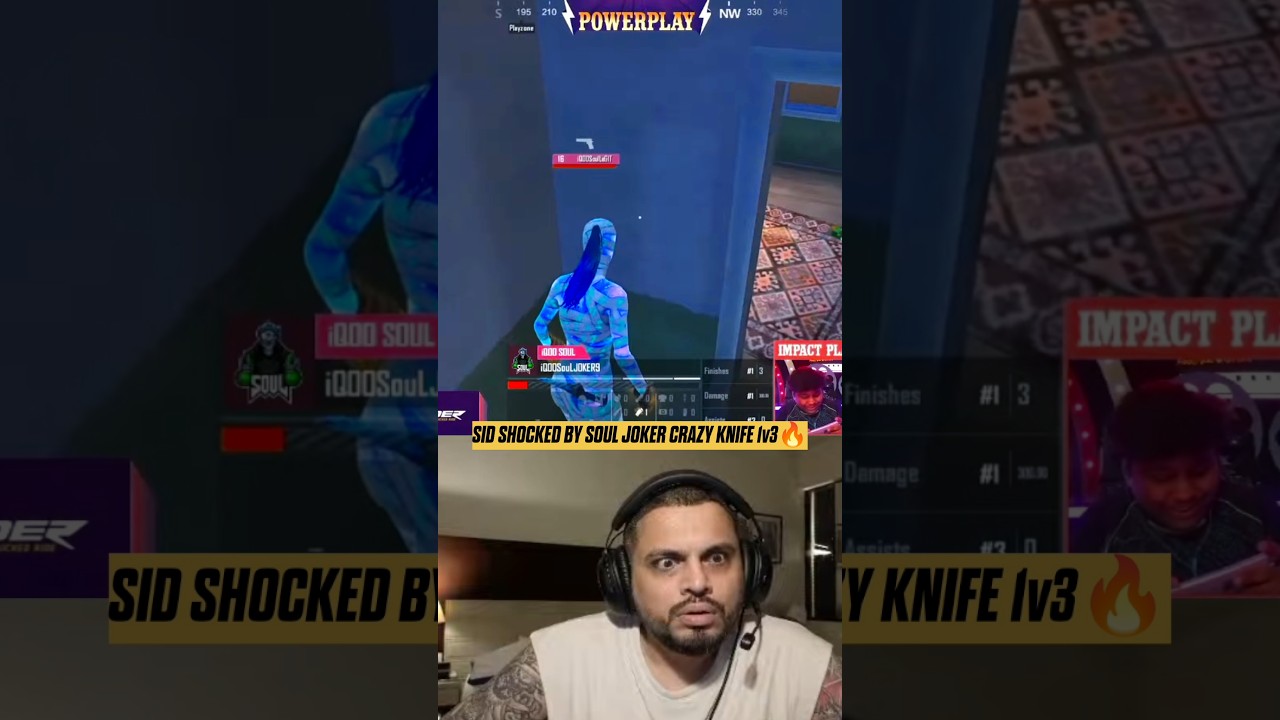 S8UL Sid Shocked By SouL Joker Crazy Knife 1v3🔥#souljoker #s8ulsid #teamsoul #soullegit #soulgoblin