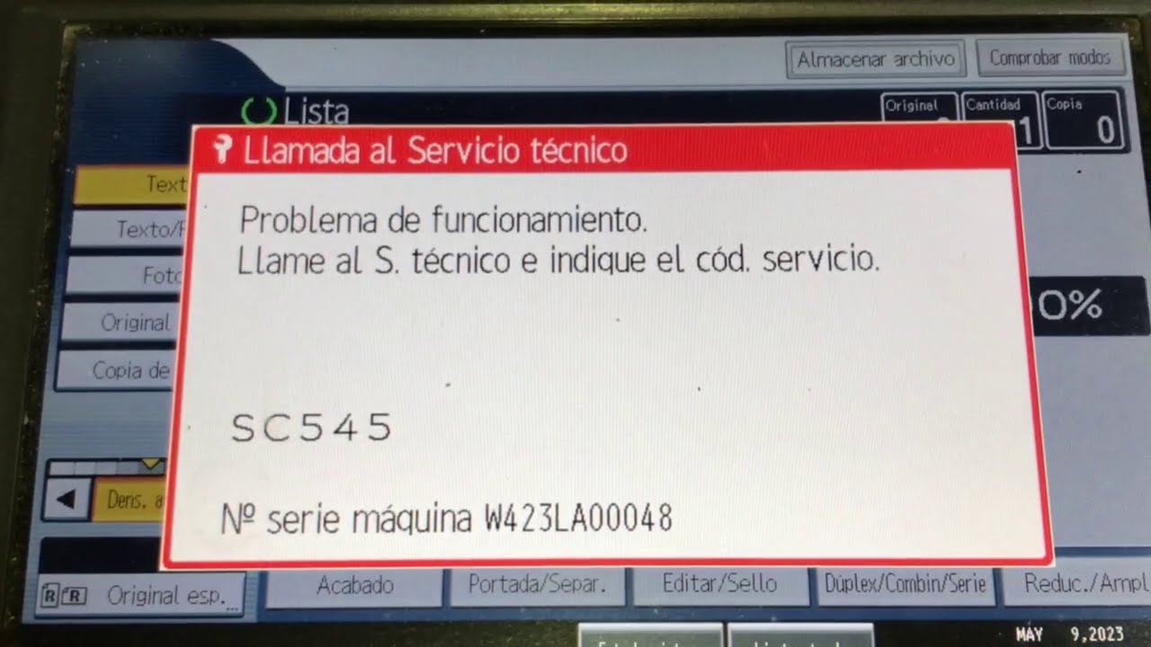 SALIR DEL ERROR SC545 Y SC542 EN RICOH MP 2852