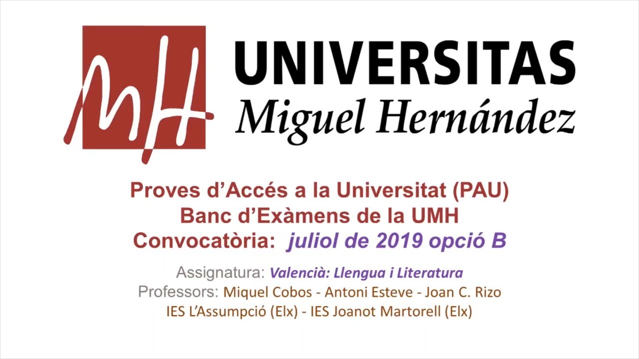 Valencià: Llengua i Literatura. Juliol de 2019 - Opció B