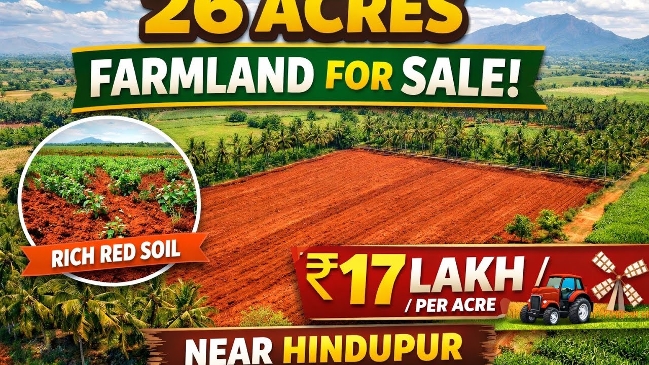 26 Acres of farmland for sale near Hindupur at ₹17L/Acre, ping on 8152943766