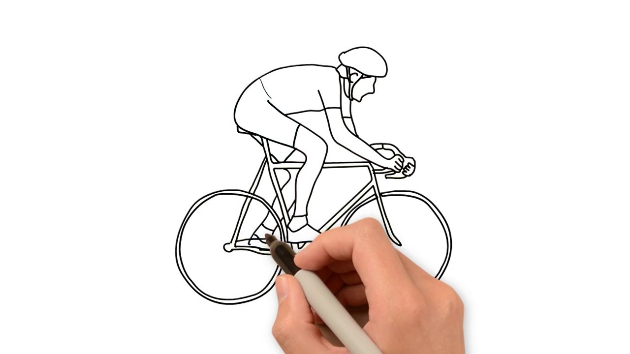 How to draw man riding cycle