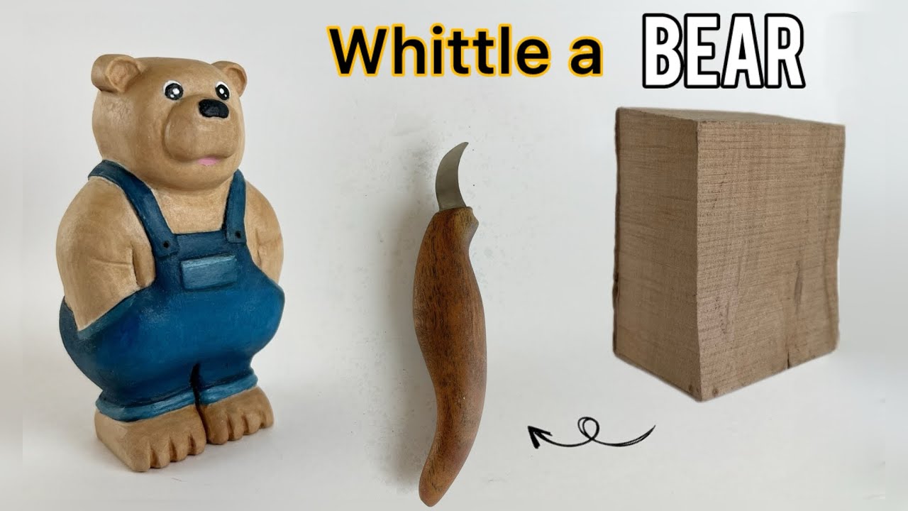 Whittling a Bear Statue with Pear Wood – 4 Hours Wood Sculpture