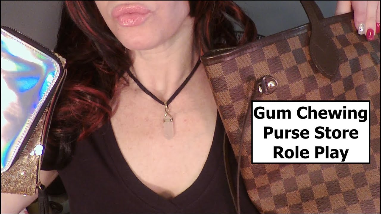 ASMR Gum Chewing Purse Store.  Whispered, Tapping, Scratching