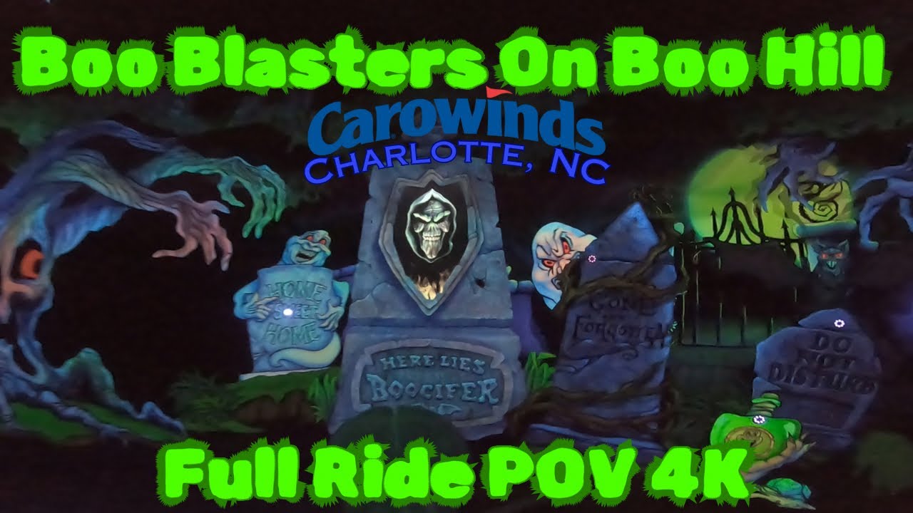 Boo Blasters On Boo Hill Dark Ride Front Row (Full Ride POV 4K) at Carowinds April 2024