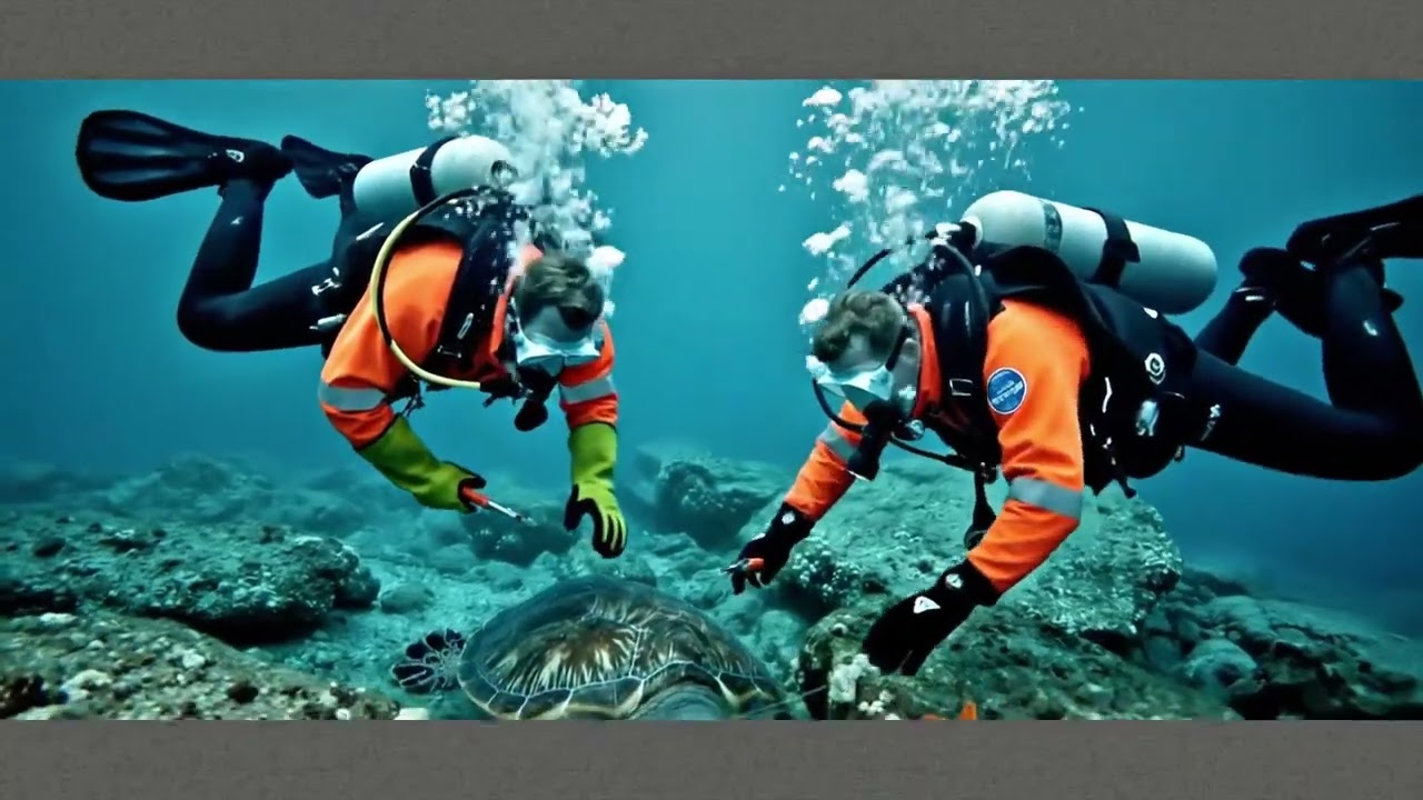 This Sea Turtle Was Trapped in Fishing Lines, Starfish & Barnacles