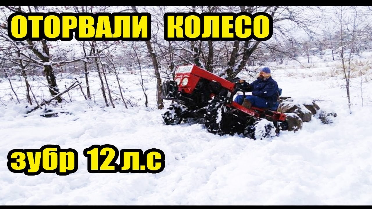 мототрактор зубр 12 | ОТОРВАЛИ КОЛЕСО | возим дрова