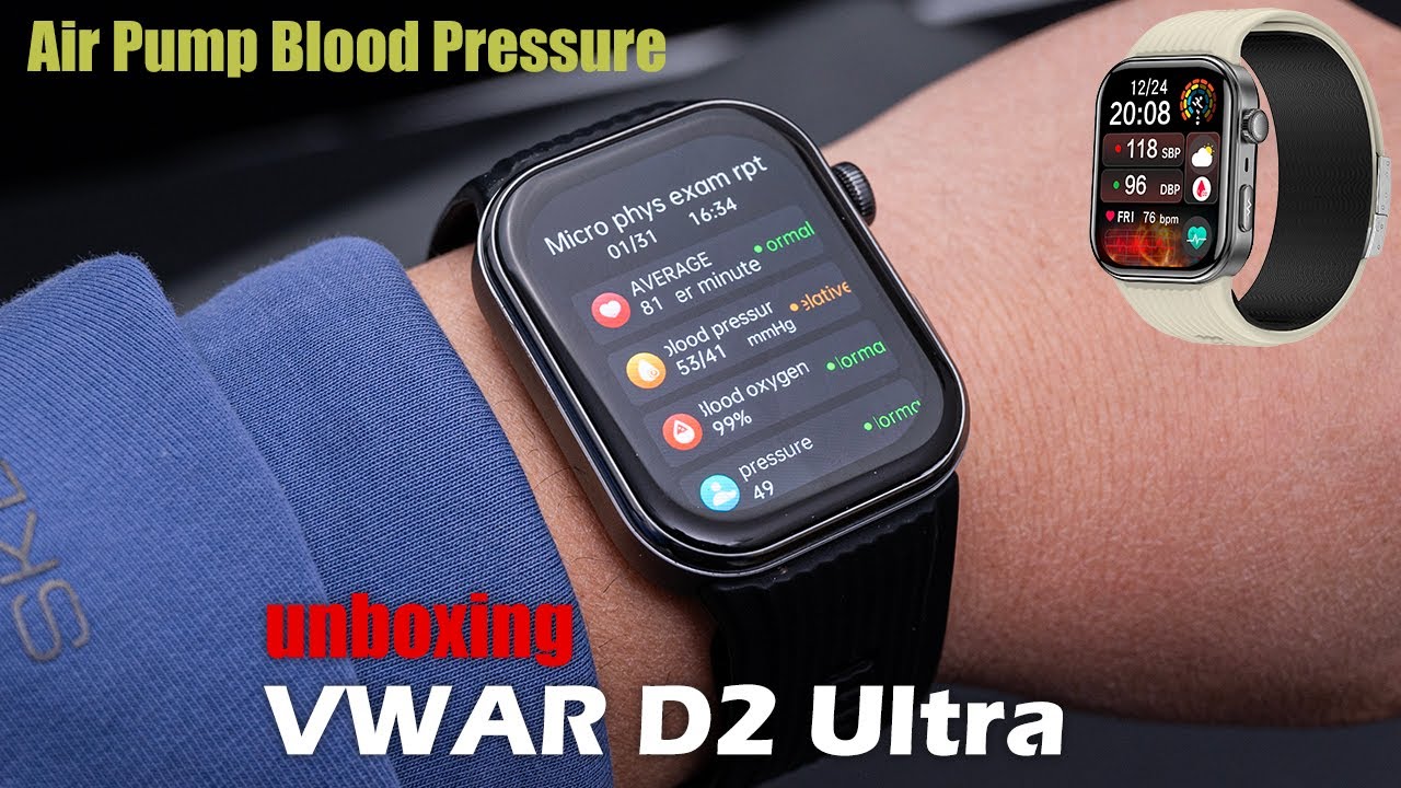 VWAR D2 Ultra Medical Grade Smart Watch Air Pump Blood Pressure ECG PPG Blood Sugar for Huawei Elder