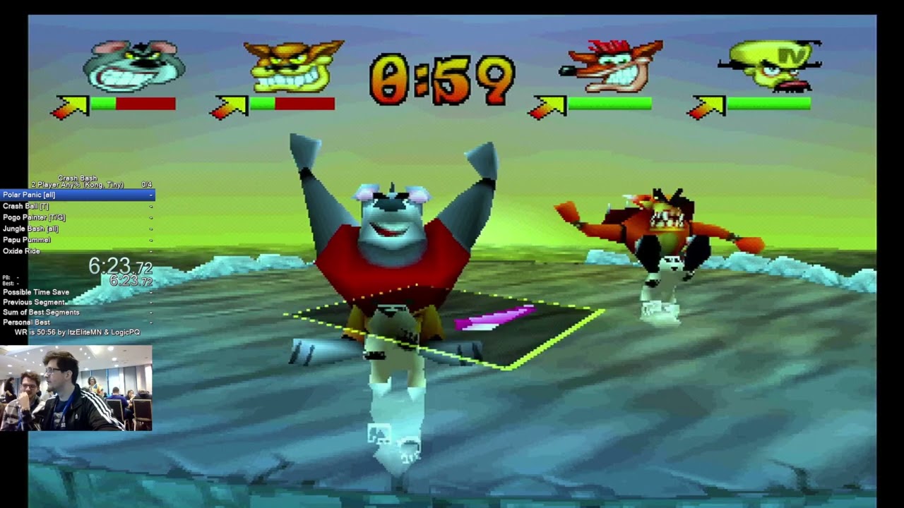 Crash Bash: 2 Player Any% (Kong, Tiny) in 2:37:21