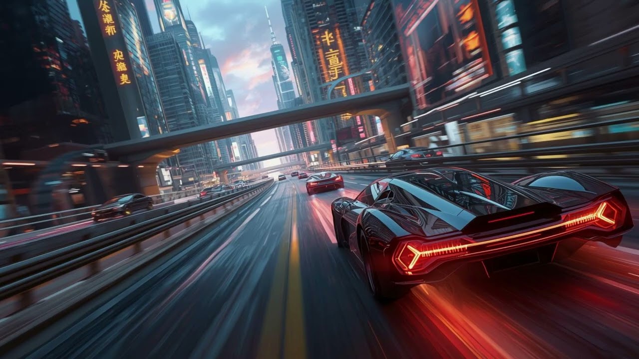 Urban Velocity Rush – 4K Futuristic Car Wallpaper for TV Background | 4K Frame TV Art